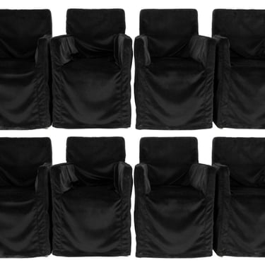 Modern Black Velvet Slip-covered Upholstered Chair, Set of 8