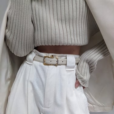 Vintage Cream Leather Belt