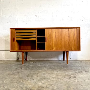 Danish Modern Tambour Door Console or Credenza 