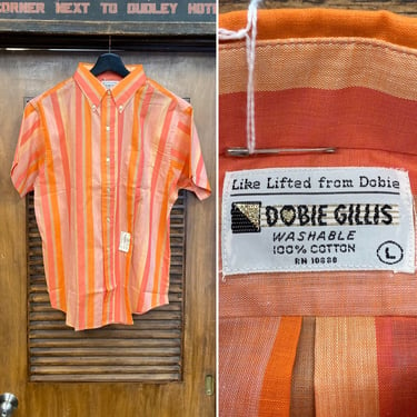 Vintage 1960’s -Deadstock- “Dobie Gillis” Mod Beach Boys Ivy League Cotton Button-Down Collar Shirt, Size L, 60’s Vintage Clothing 