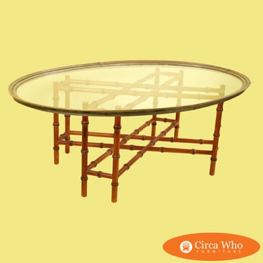 Faux Bamboo Glass Top Coffee Table By Baker