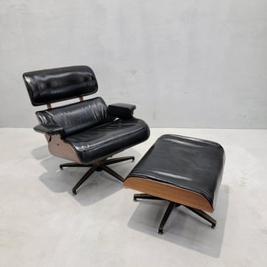 Vintage Eames Style Swivel Lounge Chair & Ottoman by the Charlton Company for Upholstery