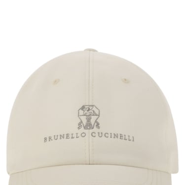 Brunello Cucinelli Men Baseball Cap In Garment-Dyed Twisted Cotton Gabardine With Embroidered Logo