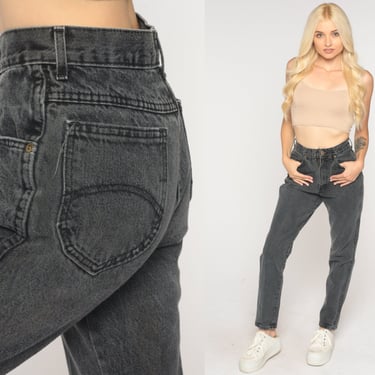 Tapered Black Jeans Vintage Mom Jeans Tapered Jeans 80s Chic Jeans High Waisted Jeans 90s Denim Pants Extra Small xs 2 