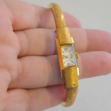 1960s Emka Gold Filled Bangle Bracelet Watch 