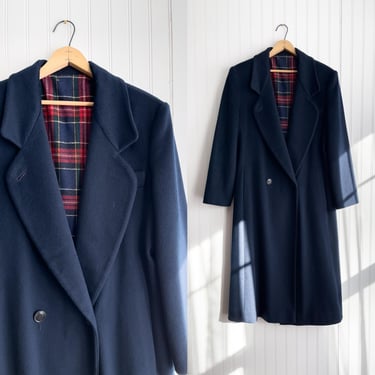 navy wool coat 80s 90s vintage Fashions by Jill dark blue minimalist wool coat 