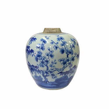 Oriental Handpaint Flower Tree Small Blue White Porcelain Ginger Jar ws2316E 