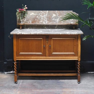 Antique Marble Top Edwardian Commode / Washstand