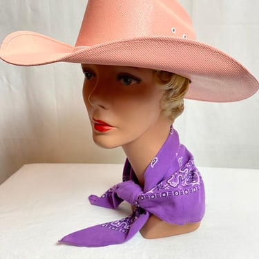 Vintage Pink cowboy hat~Girl’s or Women’s smaller size Bright festive girly Cow girl western country rockabilly rodeo princess 1950’s style 