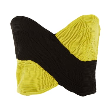 Versace Black + Yellow Ruched Bustier Top