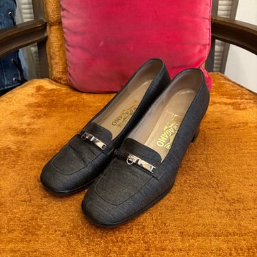 vintage grey salvatore ferragamo loafers shoes 