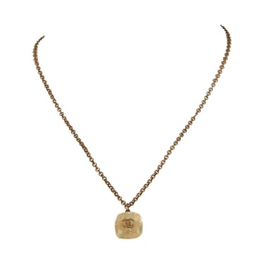 Chanel Brass Logo Charm Necklace