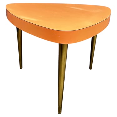 Vintage Guitar Pick End Table with Brass Legs and Formica Top, circa 1950