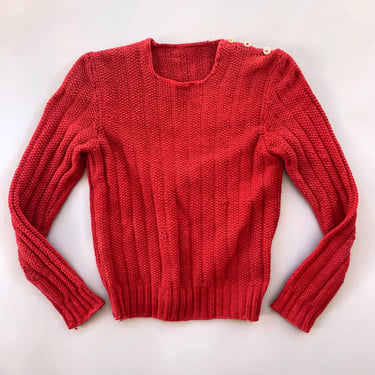 1930s Red Cotton Sweater - Size XS/S
