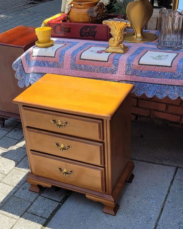 Three Drawer Maple Bedside Stand