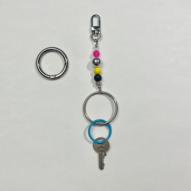 Beaded long keychain accessory, beaded bag accessory, beaded charm, hardware pop color keychain, bright keychain 