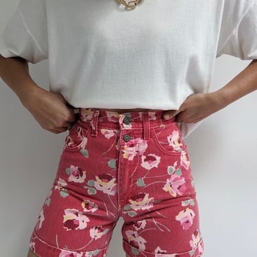 90s Floral Denim Shorts