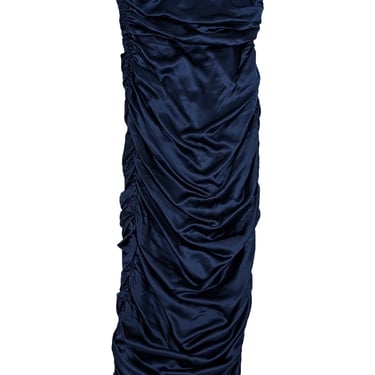Veronica Beard - Navy Ruched Strapless "Kupa" Silk Blend Dress Sz 2