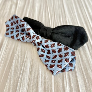 Vintage 50s Bow Ties, Set 2, Rockabilly Swing Vintage Clip On, Skinny, Dapper 