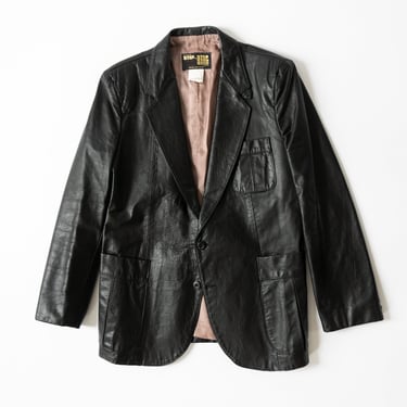 Vintage Leather Blazer Jacket in Black