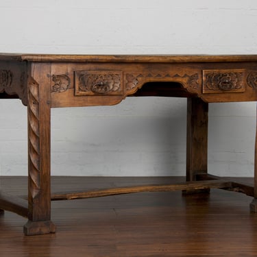 19th Century Spanish Baroque Oak Writing Desk or Side Table 