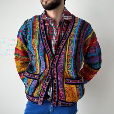 トップス 90s coogi cardigan cotton knit Australia COOGI BLUES AUSTRALIA Vintage Cardigan Rare 90s Hip Hop Tricot