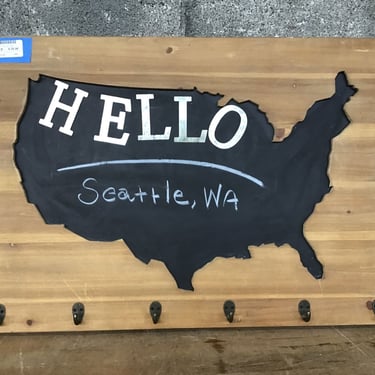 Chalkboard Map with Hooks (Seattle)