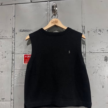 Vintage 1990s Deadstock with tags Black Ralph Lauren sport Knit Sweater Vest Vintage 90s Vest Sweater Vest Hand Knit Pullover Vest 