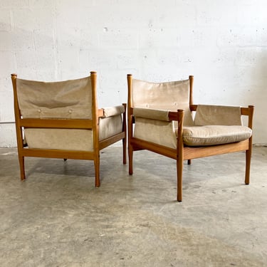 Pair Mid Century Modern Easy Chairs by Dux 