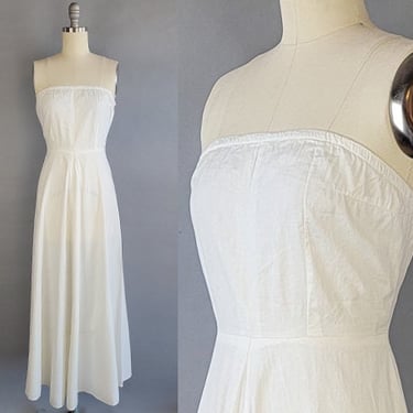 1930s Strapless Dress / 1930s Strapless Cotton Dress / 1930s Slip Dress / 1930s Wedding Dress / Size Small 