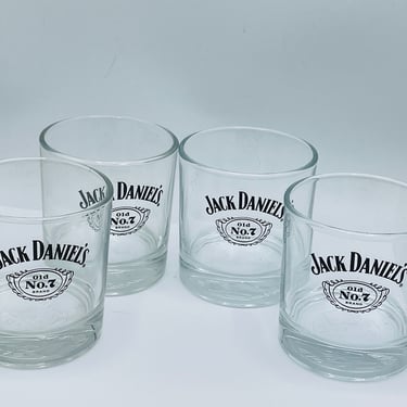 Vintage Set of four  (4) Jack Daniels embossed Bottom Old No. 7 Whiskey Rocks - Nice Condition 