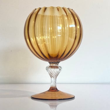 Murano Glass compote in amber and clear glass 