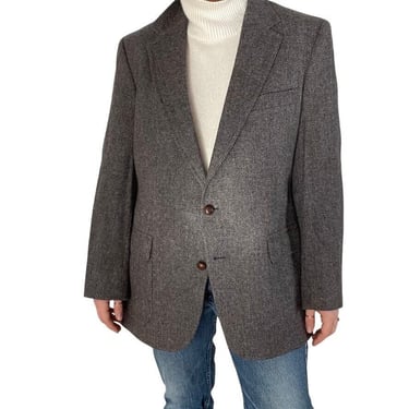 Vintage Mens PBM Gray Brown 100% Wool Chevron Suede Elbow Patch Sport Coat 
