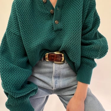 Vintage Teal Woven Henley
