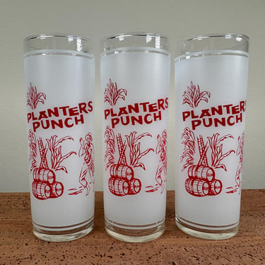 Federal Glass (3) Planter's Punch Tall Glasses | Tropical Rum Drink 