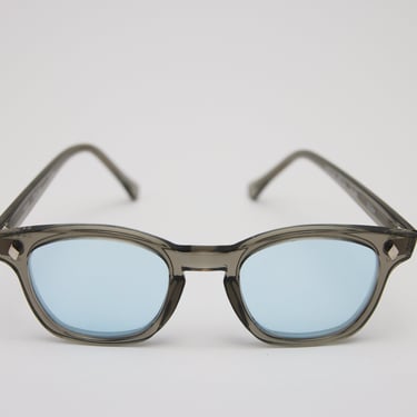 QMC Customized Safety Glasses, Grey Frames and Light Blue Lenses 