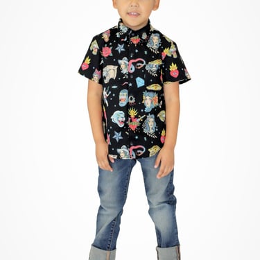 Boy's Black Tattoo Top 