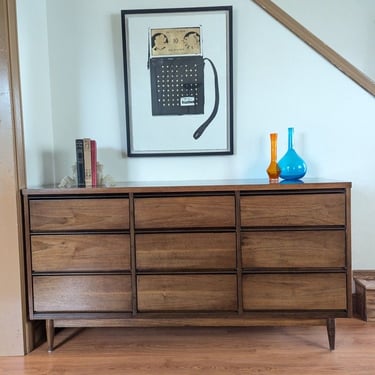 Mid Century Modern 9 Drawer Lowboy Dresser by Broyhill