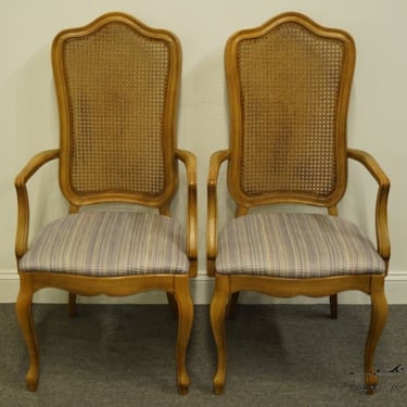 Set of Two THOMASVILLE FURNITURE Tableau Collection Country French Provincial Cane Back Dining Arm Chairs 