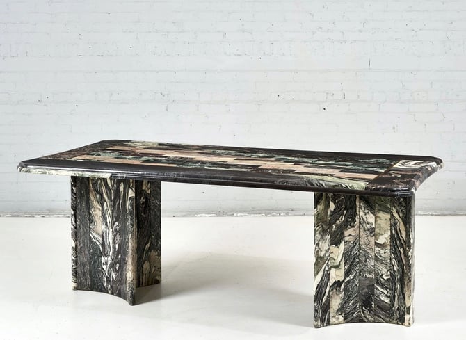 Tessellated Marble Dining Table, Italy 1970