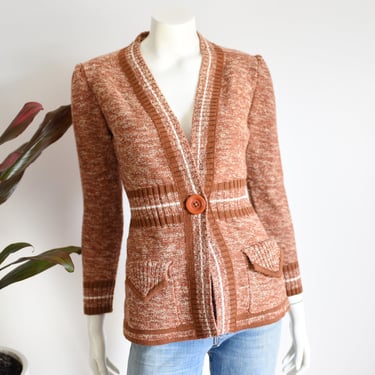 1970s Space Knit Cardigan with One Button - S/M 