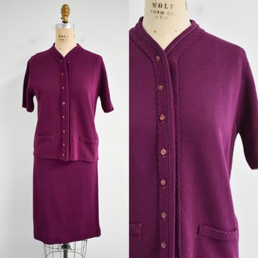 1950s Plum Featherknits Knit Skirt Set 