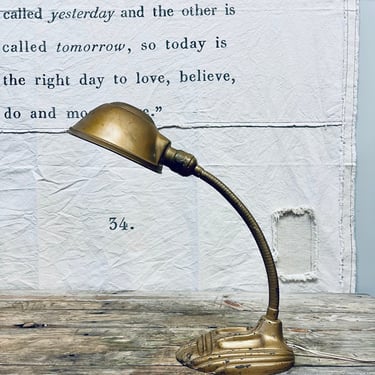Art Deco Gold Gooseneck Desk Lamp | Gooseneck Lamp | Industrial Lamp | Adjustable Lamp | Metal Lamp | Mid Century Light | Office | Studio 