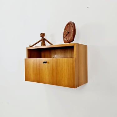 Scandinavian string Ash floating/hanging bedside table/nightstand, 1960s 