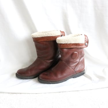 sherpa + leather snow boots - 8.5 