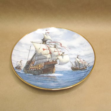 American Geographic Franklin Mint "The First Voyage" Columbus - Niña, Pinta, Santa Maria 1492 Collectors Porcelain Plate 