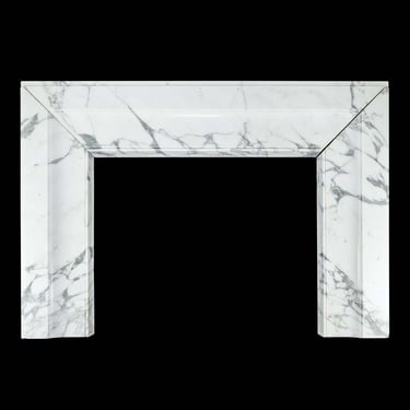 Solid Carved Block White &#038; Gray Statuary Marble Mantel