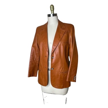 Vintage 70’s The Tannery West Brown Buttery Leather Western Blazer Jacket womens size  10 