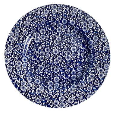 Vintage 1980s Set of Four Japanese Inspired Blue + White Ceramic Dish Set 