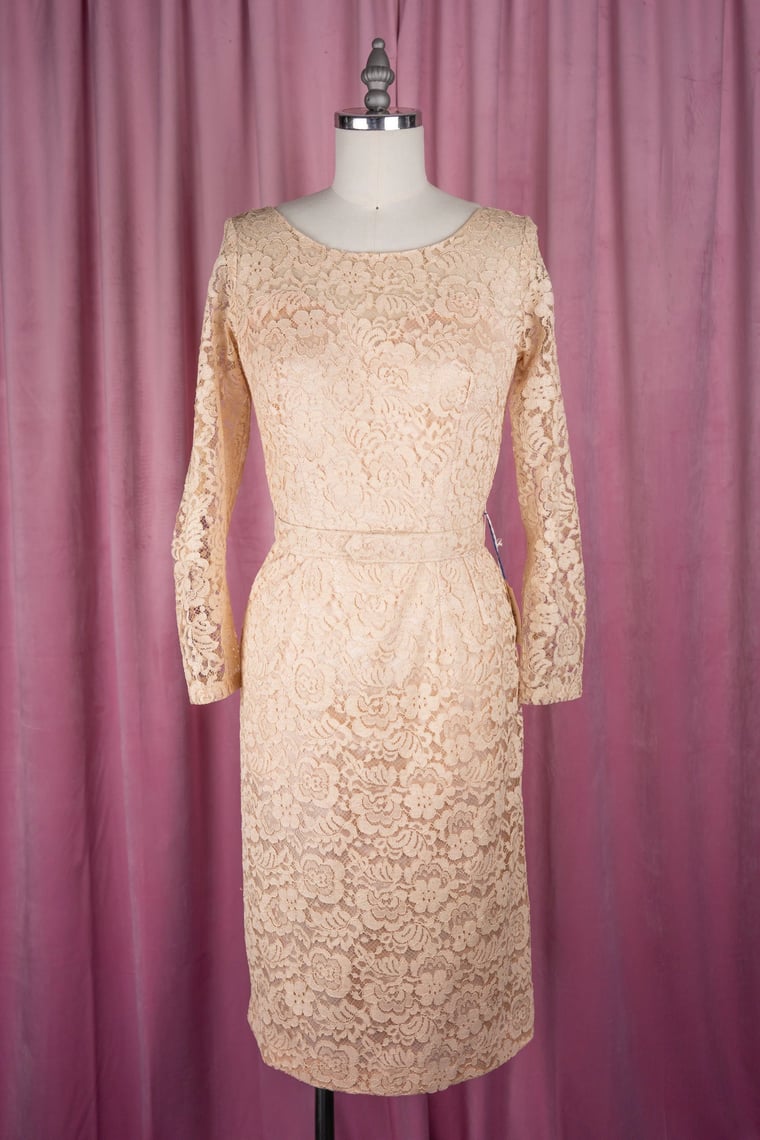 Classy 60s 70s MOD LINEN Coat Dress / LACE Cage Sleeves / outlets Shannon Rogers for Jerry Silverman